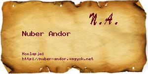 Nuber Andor névjegykártya